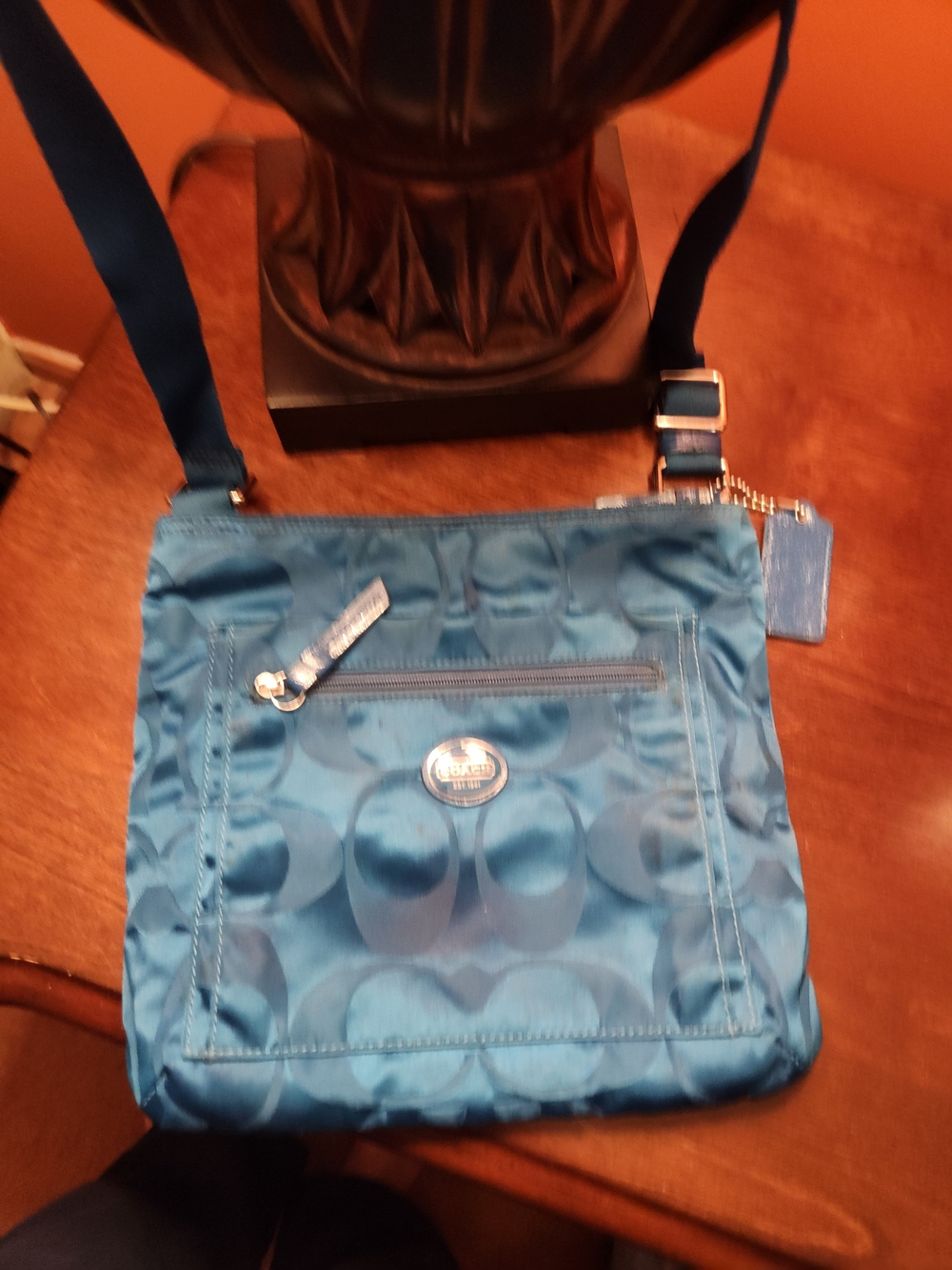 Coach Teal Signature Nylon Crossbody Bag